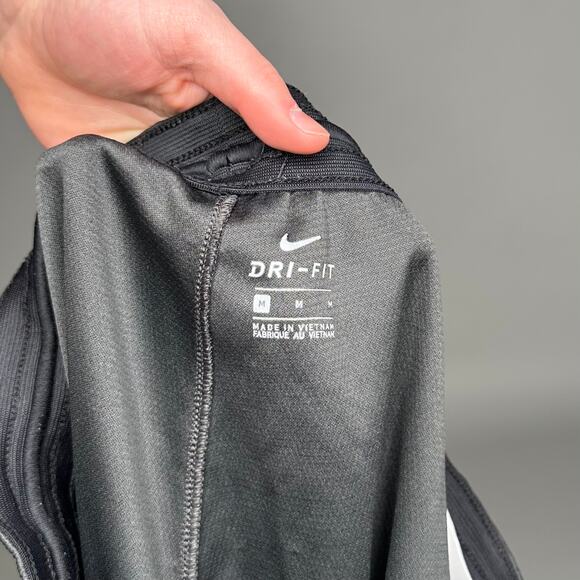 Nike Sweatpants Dark Grey Polyester Joggers White Swoosh Dri Fit - Picture 4 of 4